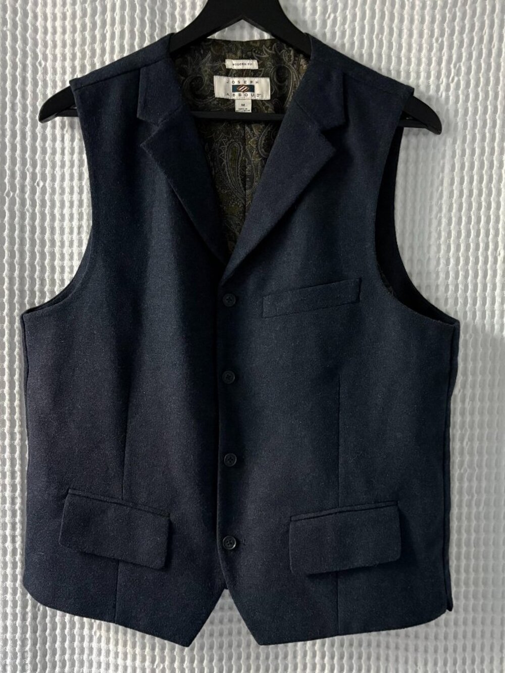 Joseph Abboud navy wool-blend 5-button men's waistcoat vest size medium